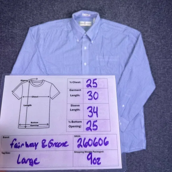 VTG Fairway & Greene Shirt Men L Blue Stripe Club Long Sleeve Preppy Golf Button - Picture 4 of 16